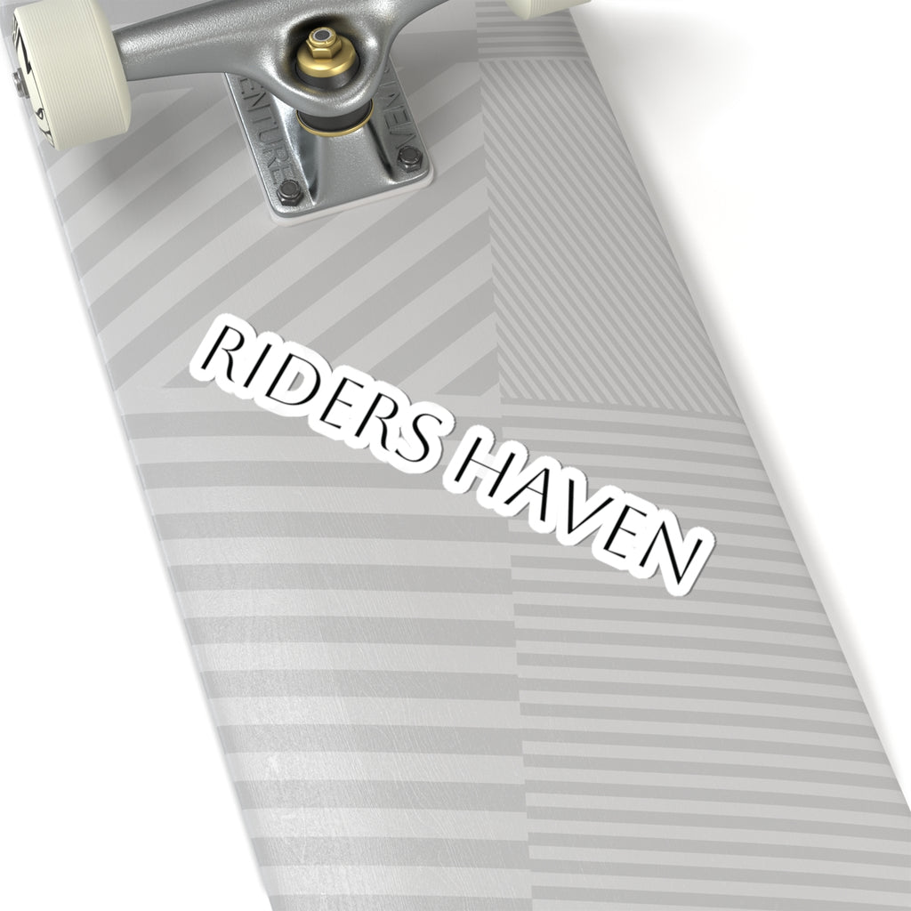 Riders Haven sticker — Minimal Black Text Decal for Windows, Helmets & Gear